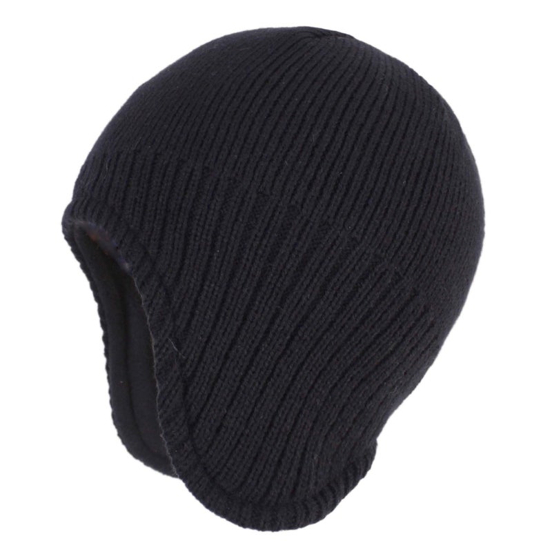 Connectyle Outdoor Men's Daily Beanie Hat Warm Snow Ski Cap Winter Fleece Earflap Watch Hat Black - Image 1